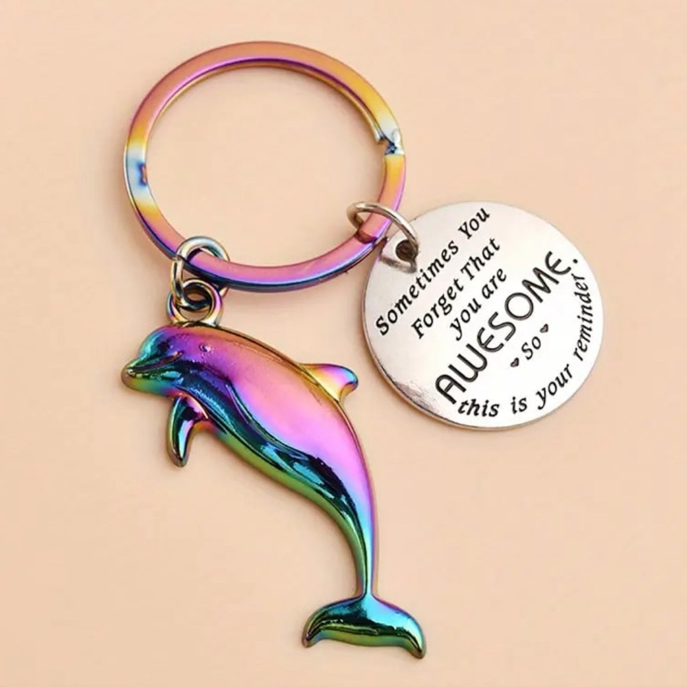 Dolphin Keychain with Inspirational Charm